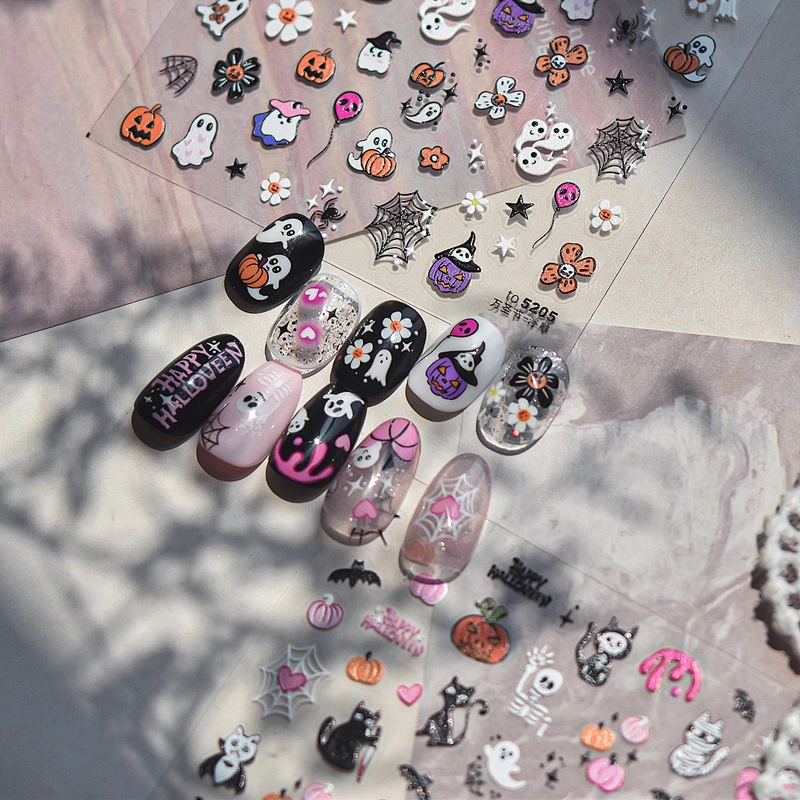 3D Pumpkin & Ghost Nail Art Decals Halloween Nail Stickers